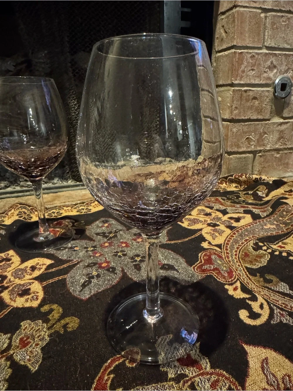 Pier 1 Amethyst Crackle Glass Wine Goblets Balloon Glasses Purple